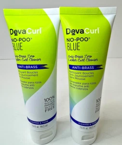 2x Deva Curl No-Poo Blue Anti-Brass Zero Lather Curl Cleanser 1.5oz Travel Size - Picture 1 of 3