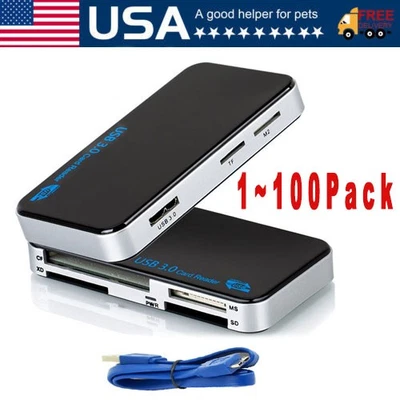 USB 3.0 Memory Card Reader Adapter 5GBPS Fit CF/TF/SD/Micro SD/XD/M2/MS Card Lot - Image 1 of 4