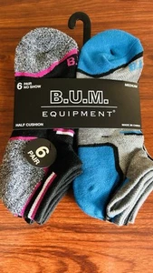 BUM Equipment Women's Medium 5-9 Multi Half Cushion No Show Socks 6 Pairs NWT - Picture 1 of 6