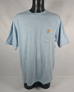 Carhartt Kurzarm Loose Fit T-Shirt aufgesetzte Tasche blau fleckig Herren Large - Bild 1 von 17