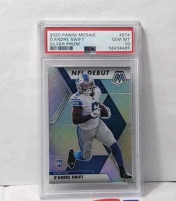 Panini Mosaic 2020 NFL debut D'Andre Swift Silver Prizm #274 PSA 10 Foto 1 de 2