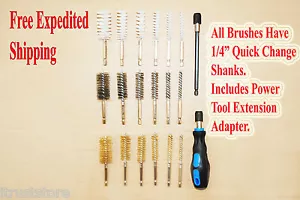 Round Pipe Tube Engine Gun Cylinder Bores Cleaning Wire Brush Set 1/4" Shank - Picture 1 of 2