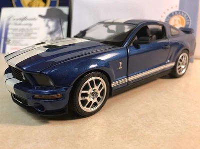 1/24 Franklin Mint Blue 2007 Shelby Mustang GT 500 Signed Autographed Shelby - Image 1 of 4