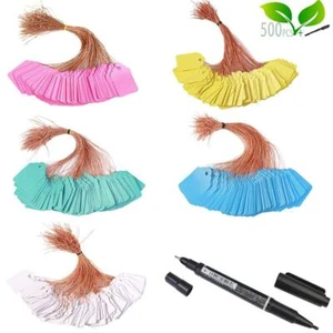 500pcs Waterproof Tags with String,Plastic Reusable Labels Hanging Marking Tags - Picture 1 of 6