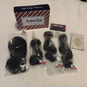 Amella Hair 8A Brazilian Body Wave Virgin Hair 3 Bundles with Three Part Closure - Picture 1 of 10
