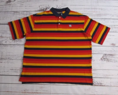 De Colección Y2K Rocawear Naranja Rojo Azul Amarillo Rayas Manga Corta Polo Para Hombres 2XL Foto 1 de 4