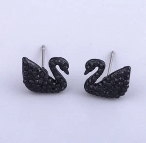 Rose gold Red Black Crystal Swan Titanium Stainless Steel Earrings Gift Box PE22 - Picture 1 of 17