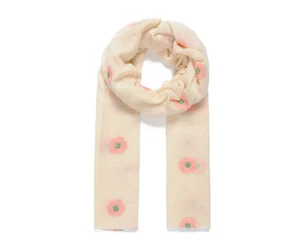 Beautiful Long Scarf Shawl Beige With Peach Floral Design 70 X 180 cm. - Picture 1 of 2