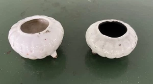 Pair Small Antique Chinese Porcelain Incense Burners or Open Salts - Picture 1 of 8