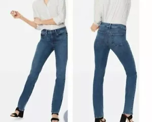 NWT Women NYDJ Marilyn Straight Jeans High Rise Lift Tuck Technology Blue SZ-0 - Picture 1 of 9