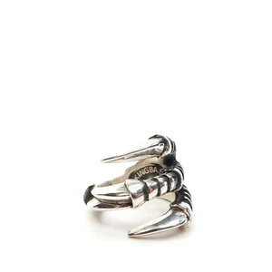 Anillo destacado con pie de garra de cuervo grande King Baby Studio plata fina 0,925 talla 12,5 - Imagen 1 de 12
