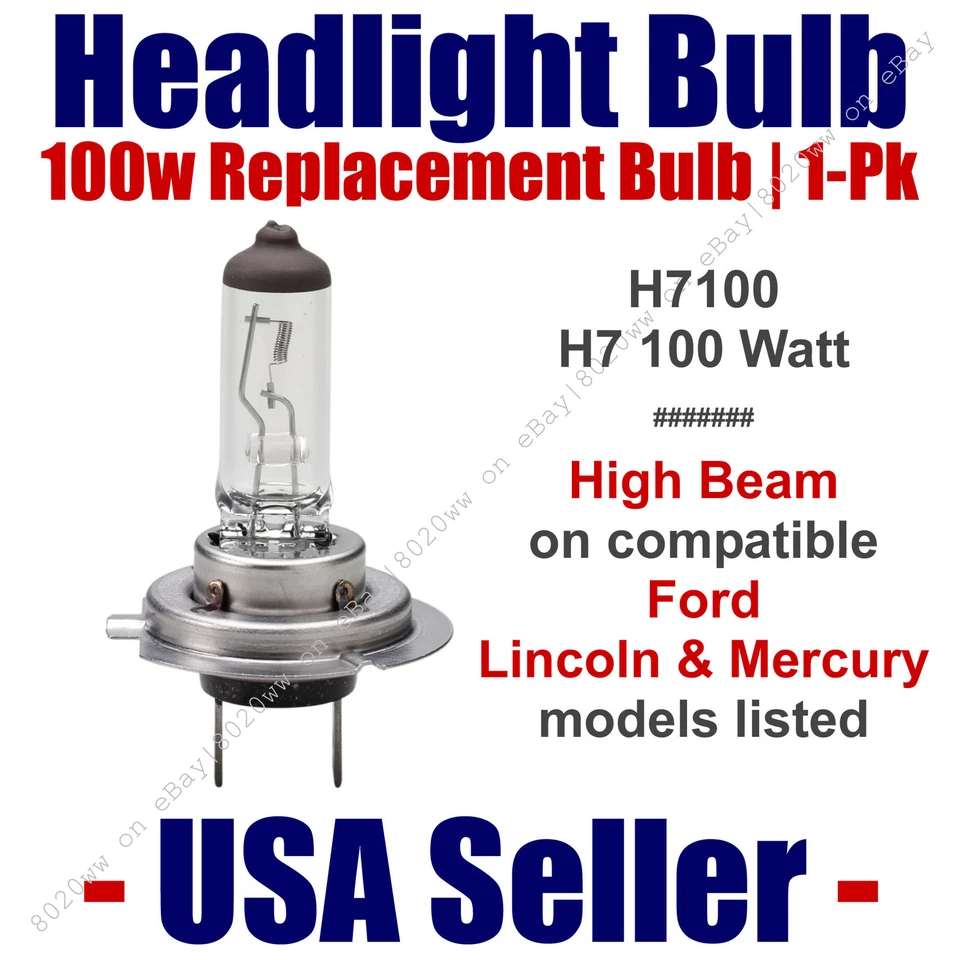 Headlight Bulb High Beam 100 Watt Upgrade Fits Ford Models Listed H7 100 - Image 1 of 1