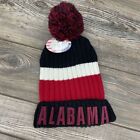 Alabama NWT Toboggan Winter Pom Pom Beanie Crimson Black Stripe Embroidered