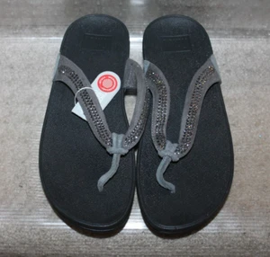 Fitflop Damensandale Kristallwirbel Zinngrau Wildleder Keilabsatz Größe US 7M - Bild 1 von 6