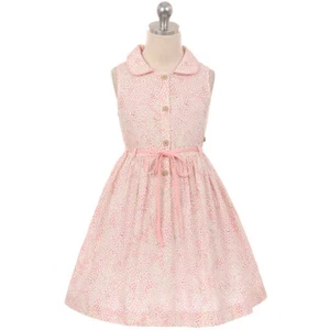 Vestido ROSA Talla 4 Algodón Flor Niña Cumpleaños Fiesta Formal - Imagen 1 de 4