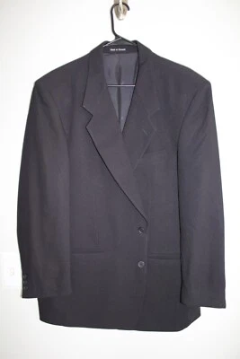 SOLID BLACK YVES SAINT LAURENT 100% WOOL SPORT COAT sz 44L suit jacket 44 LONG - Image 1 of 4