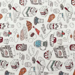 Baumwollstoff Küche Thema Stoff vom Hof 44" breit gemütlich Backrezept - Bild 1 von 8