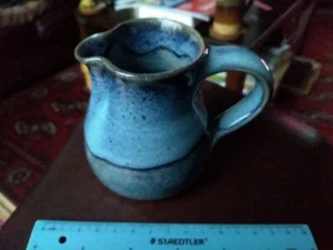 NEIL ALCOCK, Studio Pottery.Small Beautiful Blue Glazed Jug. 3.5" Tall. - Picture 1 of 7