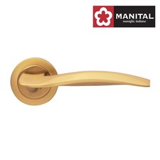 MANITAL WIND LEVER ROUND ROSE HANDLE - SATIN BRASS FINISH - NEW
