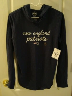 47 Brand женщин размер средний New England Patriots длинным рукавом с капюшоном рубашка с Ярлыками - Изображение 1 из 4