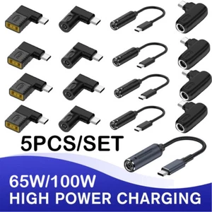 5Pcs 100W/65W Laptop Charger Converter USB Type C Power Charging Cable Adapter - Picture 1 of 22