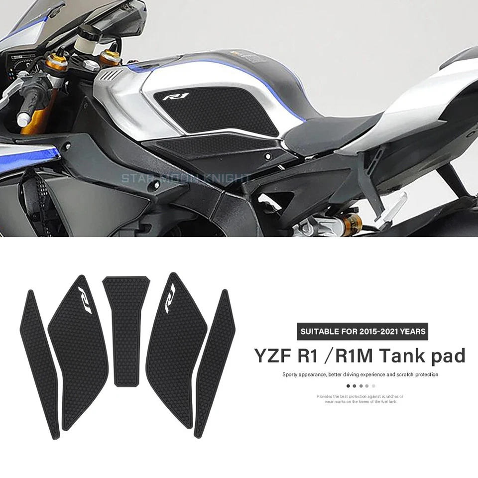 Non-slip Side Rubber Sticker Fuel Tank Pad For Yamaha YZF R1 R1M YZFR1 2020 2021 - Image 1 of 4
