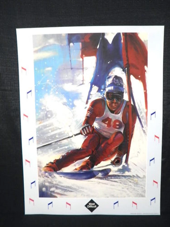 Litografía Stephen Palmer Estados Unidos Juegos Olímpicos de Invierno Slalom Esquí EE. UU. Foto 1 de 2