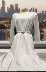 Lauren Ralph Lauren Herringbone Dove Grey Boat Neck Belted Dress Sz XL Rrp £190 - Picture 1 of 7