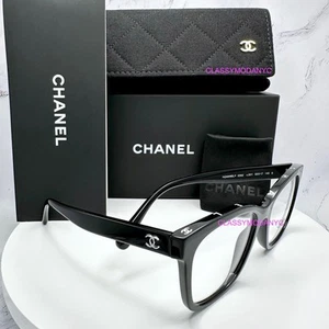 NEW Chanel Eyeglasses Black Square CHANEL Top Frame Logo Rx-able CC 53-17-140mm - Picture 1 of 17