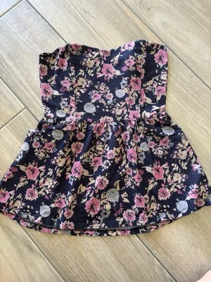 Trägerloses Top, Shirt, Blumenmuster, Größe XS - Bild 1 von 2