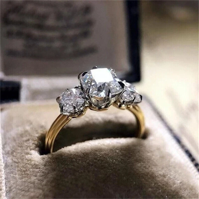 3Ct Cushion Cut Lab Created Diamond Engagement Ring 14K Yellow White Gold Finish - Image 1 of 1