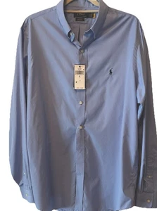 Polo Ralph Lauren Mens Performance Dress Shirt Cool Max Blue Size XL Wicking New - Picture 1 of 8