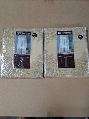 2 Vintage Chris Madden Chambord Rod Pocket Panels JC Penney 84"X50" - Image 1 of 3