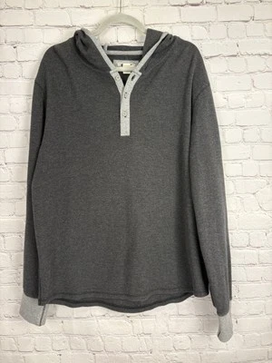 Suéter masculino carbono 2 cobalto grande cinza com capuz Henley waffle malha pulôver algodão - Imagem 1 de 4