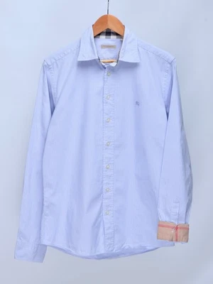 Camisa Para Hombres BURBERRY Brit Azul Blanco Rayas Nova Check Puño Manga Larga Botón M Foto 1 de 4