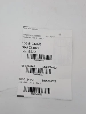 Used Right Tail Light Assembly fits: 2014 Volkswagen Jetta Sdn exc. City quarter Foto 1 de 4