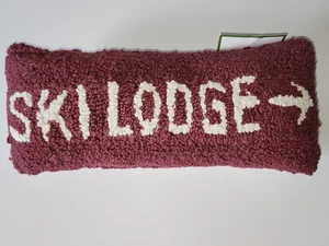 Ski Lodge Burgundy And Cream Decorative Pillow Holiday Winter Christmas NWT - Picture 1 of 10