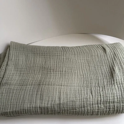 West Elm Dreamy Gauze Cotton Blanket Celadon Melange F/Q - Image 1 of 4
