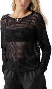 Sanctuary Women's Open Knit Sweater in Black - Picture 1 of 3