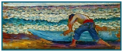 Henri-Edmond Cross Delacroix A Man Launching Boat Counted Cross Stitch Pattern - Image 1 of 4