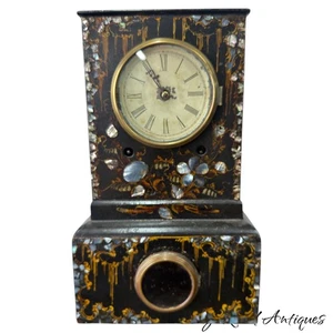 Antique Morse  # 1 clock cast iron inlaid stencil bone 1800s shelf clock - Picture 1 of 23