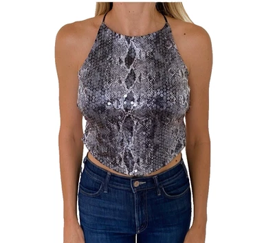 Bebe Y2k Halter Corbata Trasera Serpiente Lentejuelas Top Festival Hadas Oscuras Años 90 De Colección Foto 1 de 4