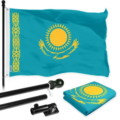Combo 6 pies asta de bandera negra bandera de Kazajstán 3x5 pies LiteWeave Pro impreso 150D polietileno Foto 1 de 4