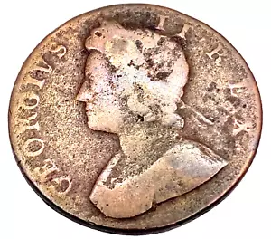 1733 Großbritannien Großbritannien Flucht halber Penny - König George II. Vorrevolutionärer Krieg - Bild 1 von 10