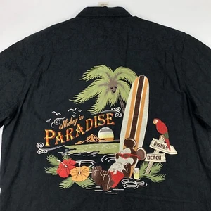 Disney Parks Mickey In Paradise Button Up Hawaiian Shirt XL X-Large Embroidered - Picture 1 of 9