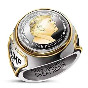 Anillo Barato Para Hombre Genial Moda Motociclista EE. UU. Presidente Americano Donald Trump MAGA - Imagen 1 de 7