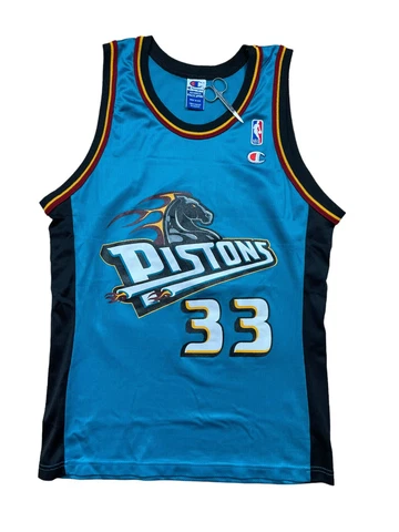 Vintage Grant Hill #33 Detroit Pistons Champion Basketball Jersey Shirt Size S Cover