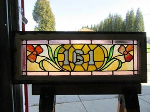 ~ ANTIKES BUNTGLAS-SPIEGELFENSTER ~ 35,75 x 14 ~ ADRESSE 161 ~ AUSSCHLACHTUNG ~ - Bild 1 von 10