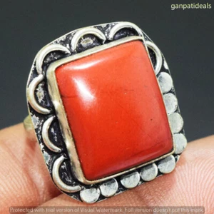 Red Jasper Gemstone Ethnic Handmade Ring Jewelry US Size- 6.75 GR-30059 - Picture 1 of 1