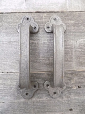 2 Barn Door Handles Cast Iron Hardware Pull Grasp Handle Shed Primitive Large Cover